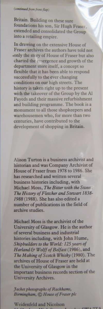 A Legend of Retailing House of Fraser  Michael Moss and Alison Turton