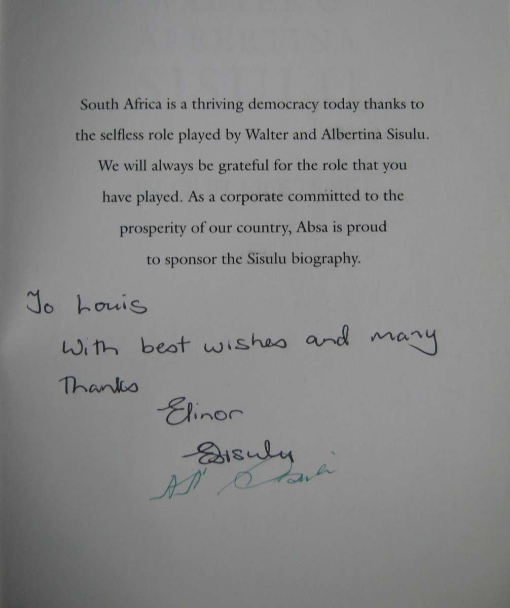 Walter & Albertina Sisulu In Our Lifetime  Signed