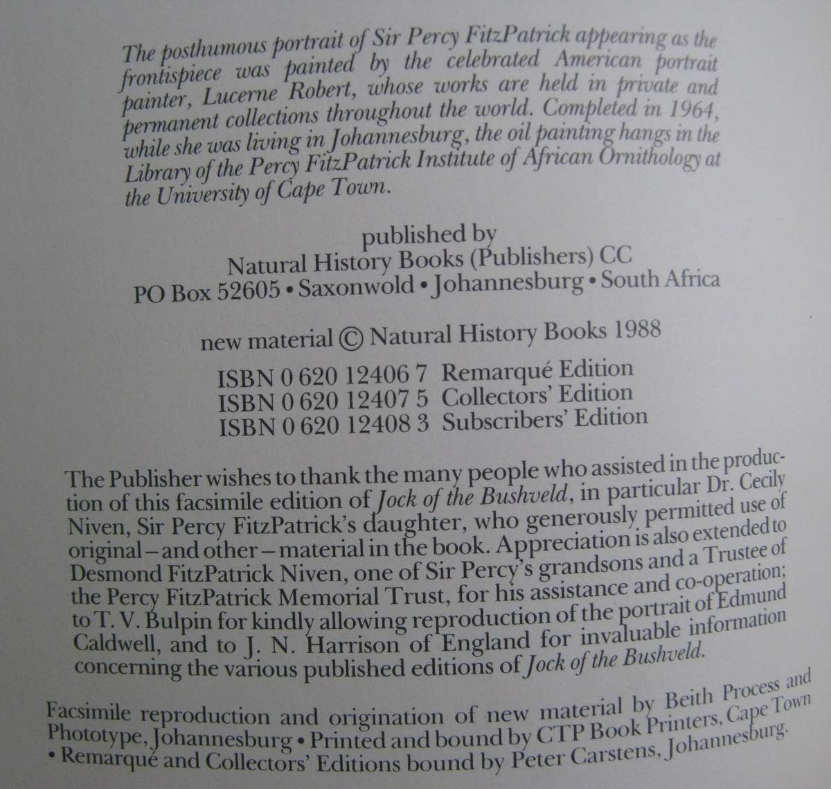 Limited Edition Jock of the Bushveld Sir Percy FitzPatrick