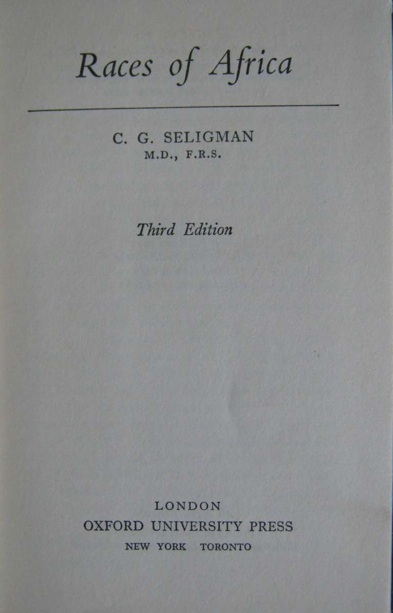 Races of Africa C G Seligman