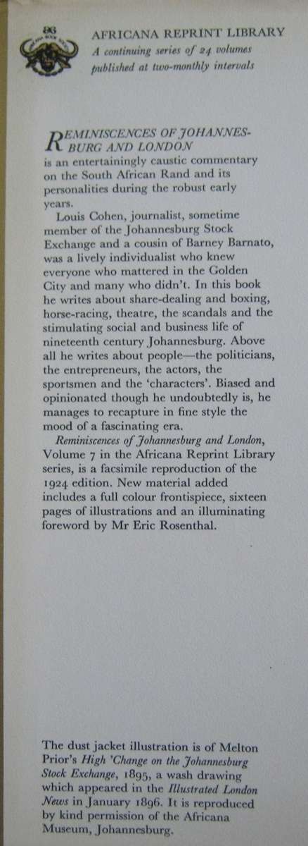 Reminiscences of Johannesburg and London Louis Cohen