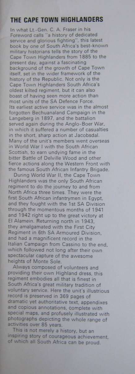 The Cape Town Highlanders 1885-1970 Neil Orpen