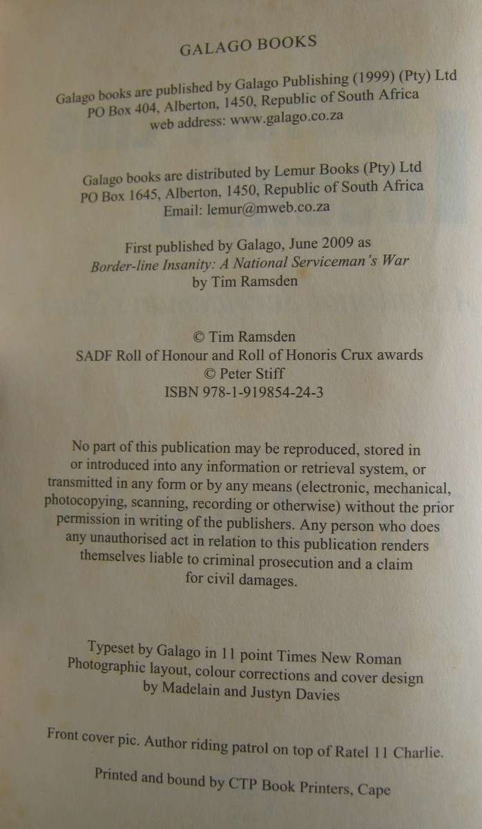 Border-Line Insanity A National Servicemans Story Tim Ramsden