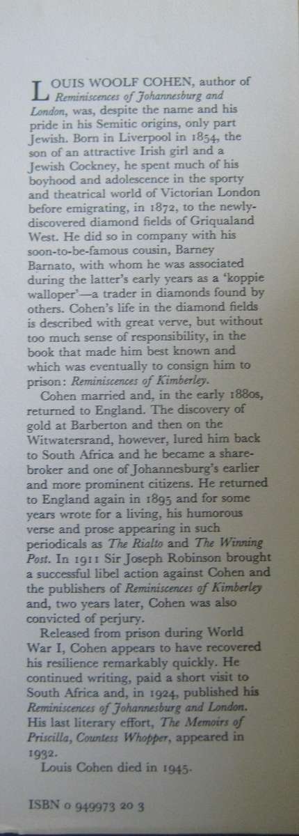 Reminiscences of Johannesburg and London Louis Cohen