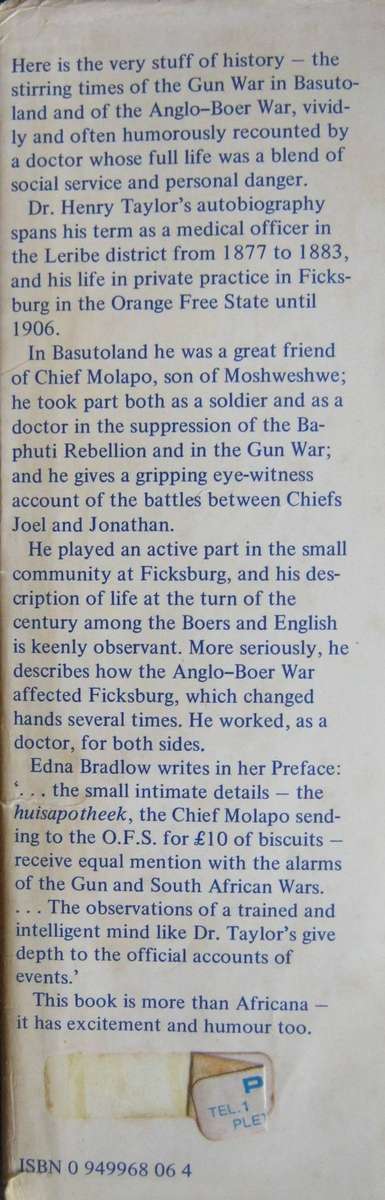 Doctor to Basuto, Boer & Briton 1877-1906 Memoirs of Dr Henry Taylor Edited by Peter Hadley