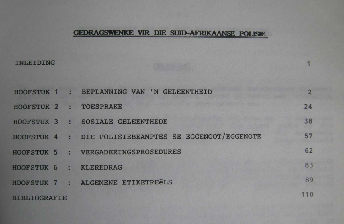 Gedragswenke vir die Suid Afrikaanse Polise