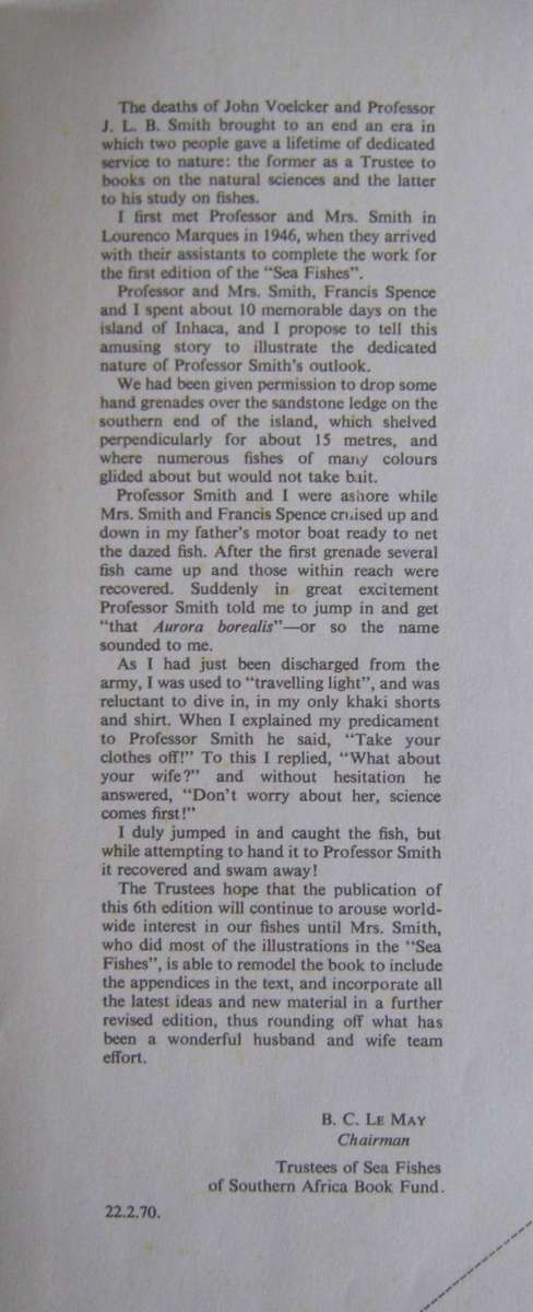 The Sea Fishes of Southern Africa J L B Smith