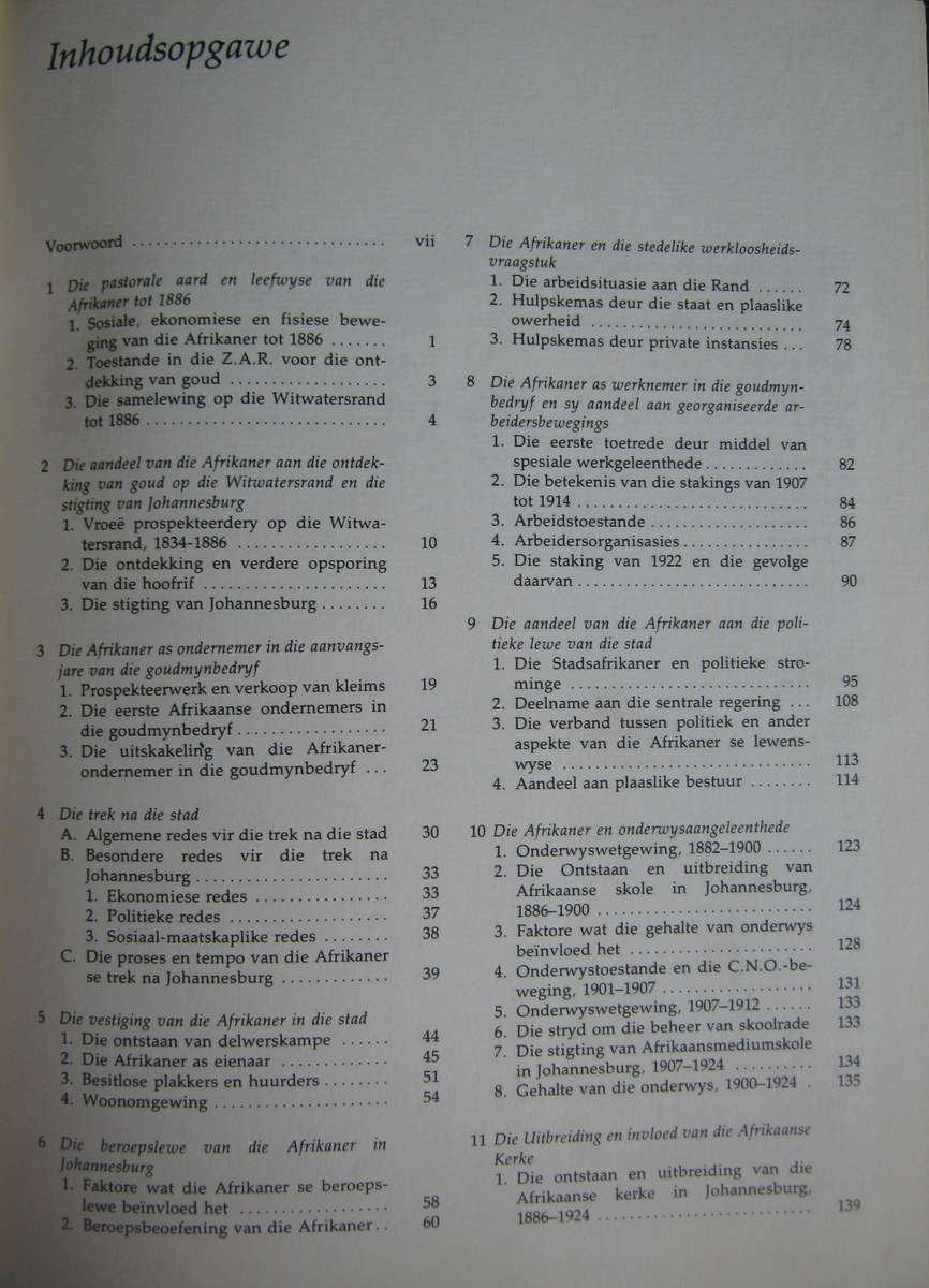 Afrikaners in Die Goudstad Deel 1 1886-1924 Redakteur Prof. Dr E L P Stals