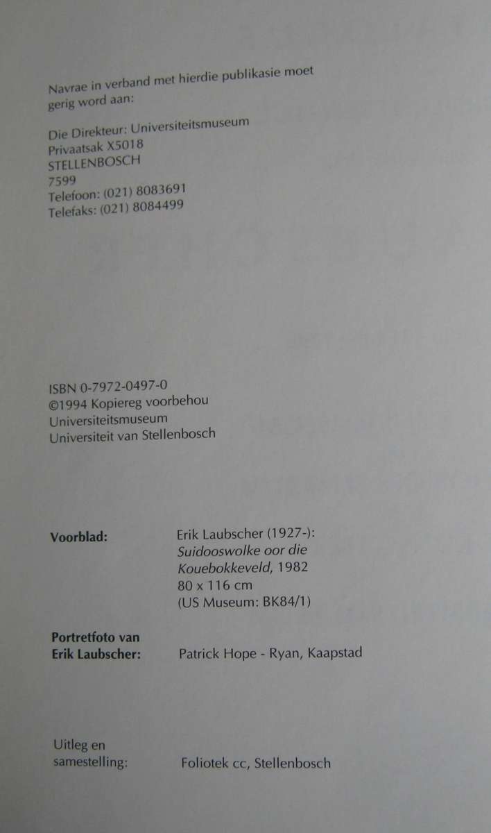 Katalogus Oorsiguitstalling van werke deur Erik Laubscher Al J Venter
