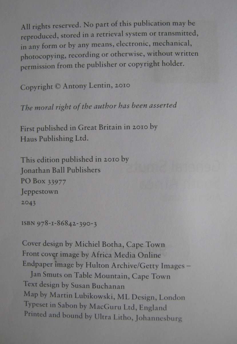 Jan Smuts. Man of Courage and Vison Anthony Lentin