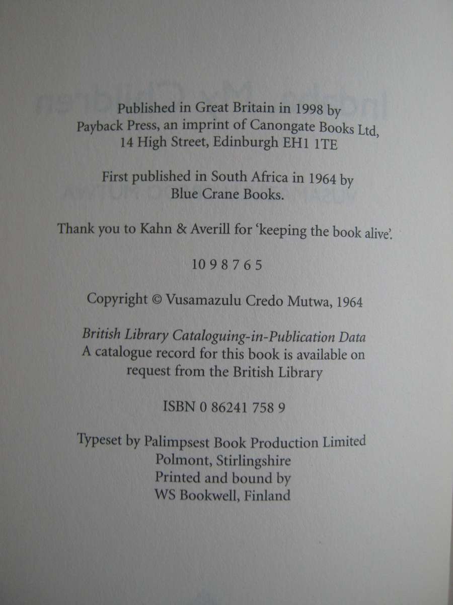 Indaba, My Children. African Tribal History, Legends, Customs and Religious Beliefs