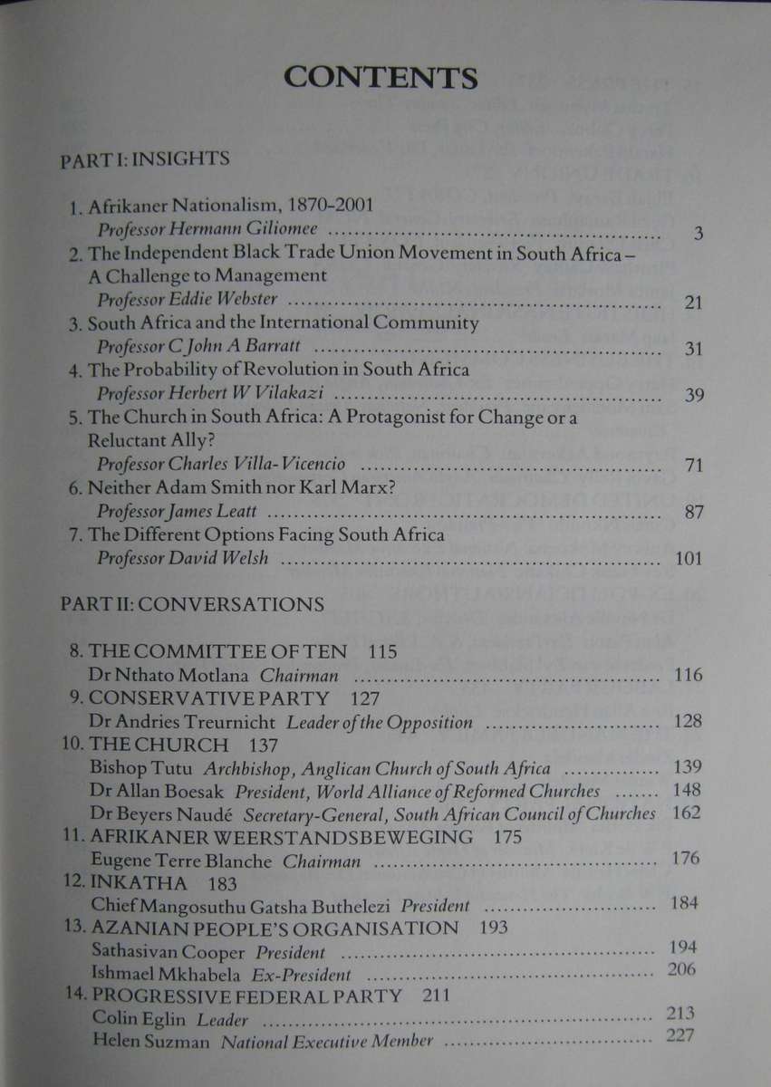 A Question of Survival. Conversations with Key South Africans Alan Fischer & Michel Albeldas