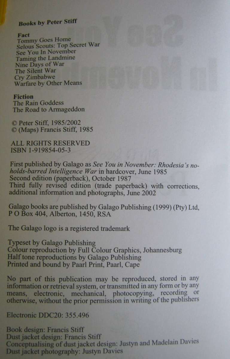 See You In November The Story of an SAS Assassin Peter Stiff  Signed