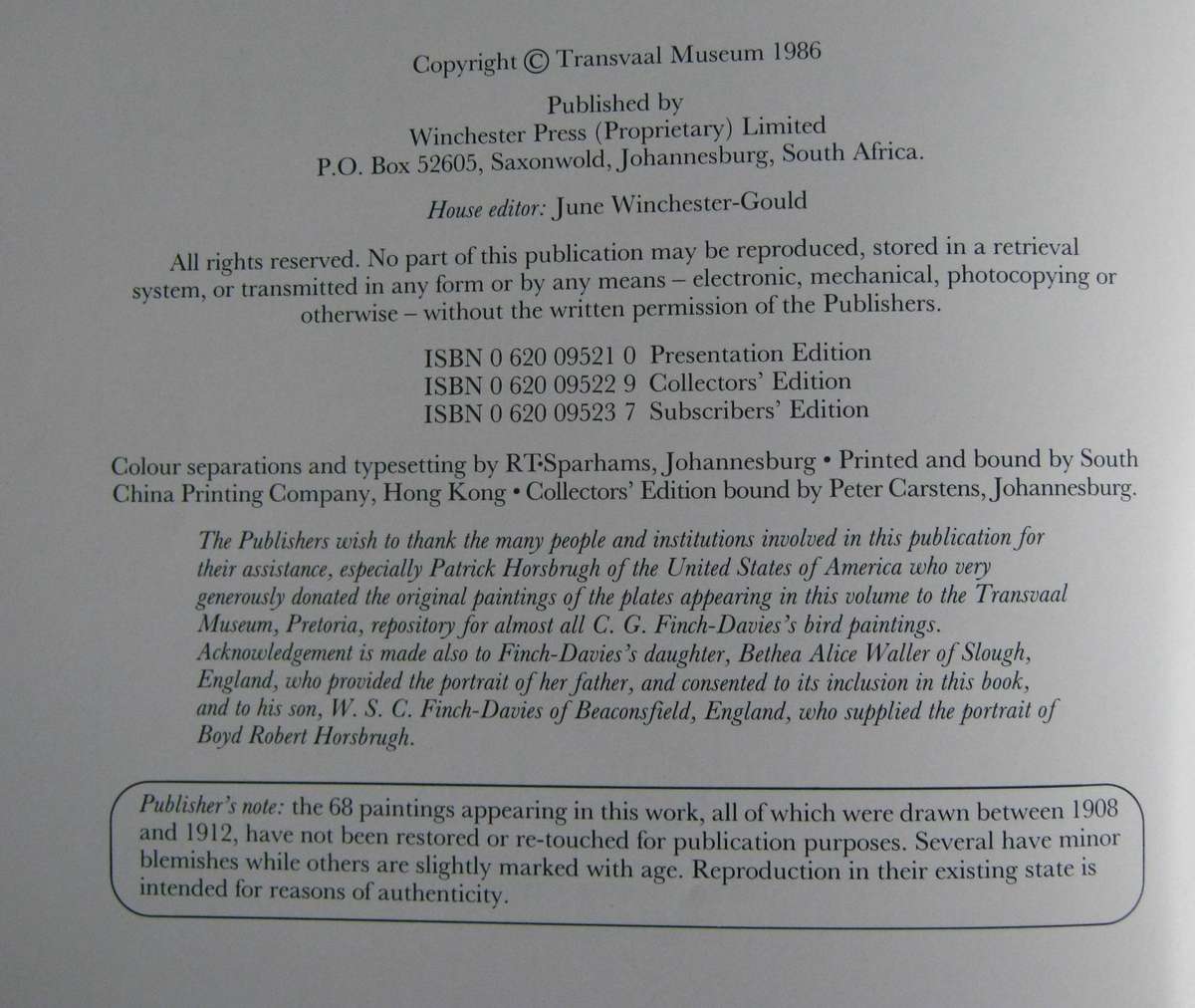 Gamebirds & Waterfowl of Southern Africa Collectors Limited Edition 39 of 250