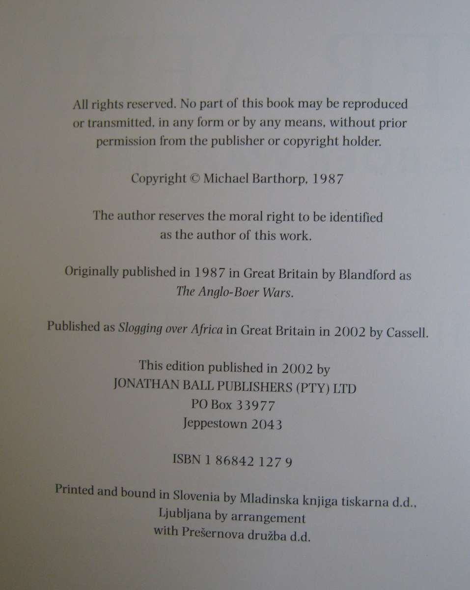 Slogging Over Africa The Boer Wars 1815-1902 Michael Barthorp