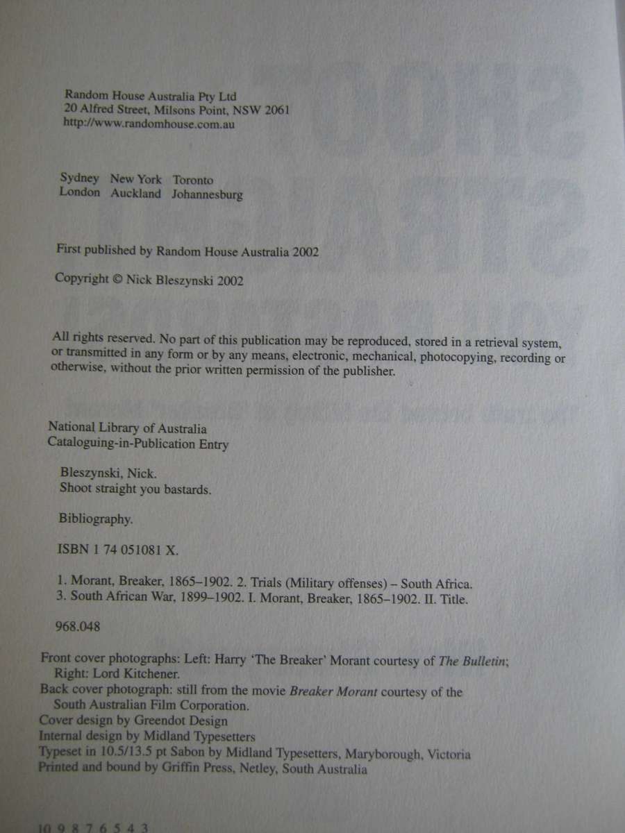 Shoot Straight You Bastards The Truth Behind the Killing of Breaker Morant  Nick Bleszynski