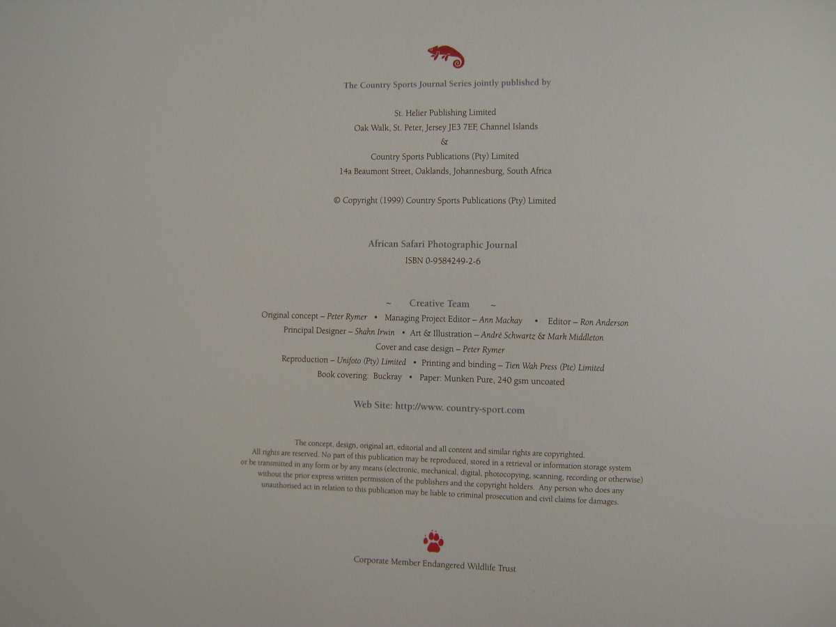 African Safari Photographic Journal - Millennium Edition in Slipcase Ron Anderson