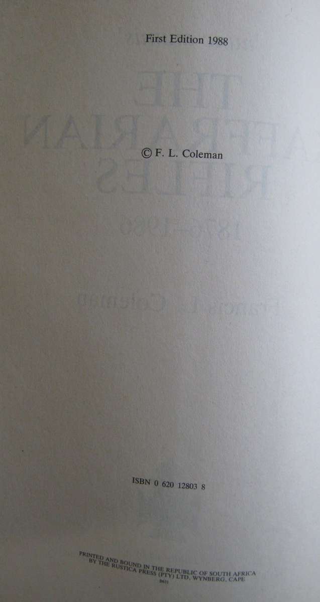 The Kaffrarian Rifles 1876  1986 Francis L Coleman