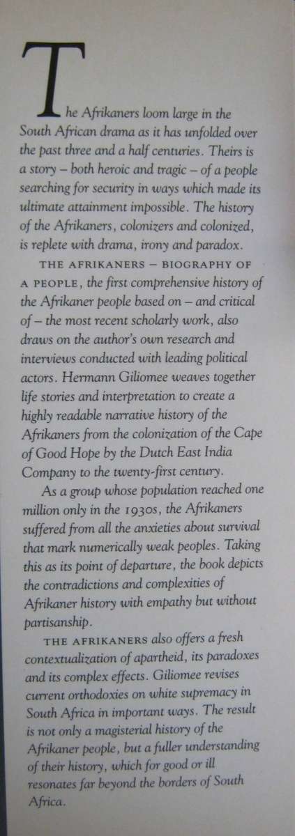 The Afrikaners Biography of a People Herman Giliomee