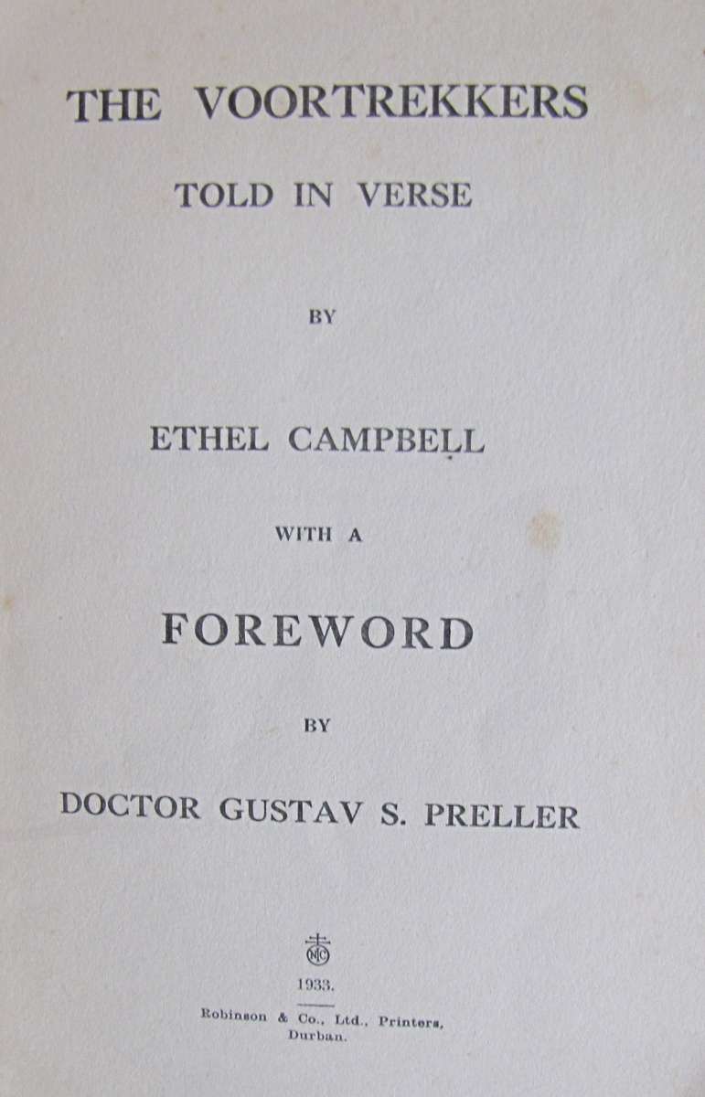 The Voortrekkers - Told In Verse Ethel Cambell