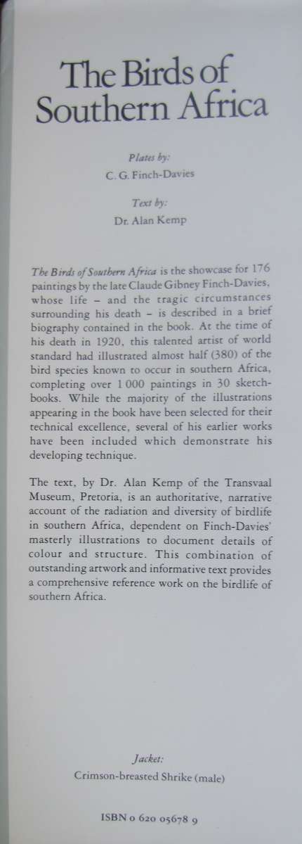 The Birds of Southern Africa  laude Gibney Finch-Davies & Dr Alan Kemp