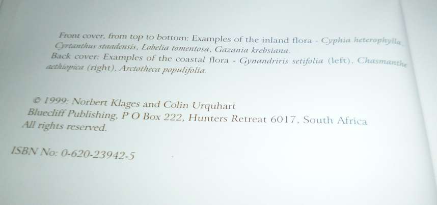 WILDFLOWERS OF THE PORT ELIZABETH AREA -  Gamtoos to Swartkops Rivers