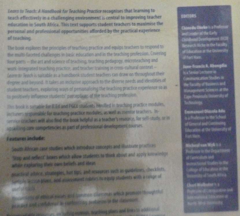 Learn to Teach . A Handbook for teaching Practice