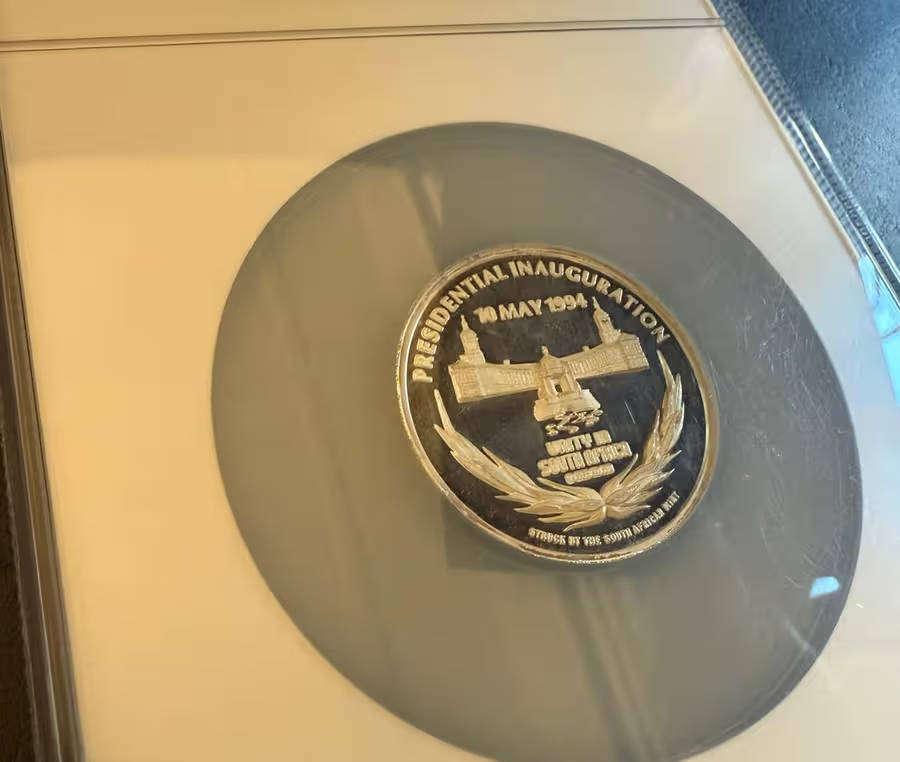 MASSIVE slabbed 5 OUNCE 999 SILVER Proof Mandela Inauguartion Medallion