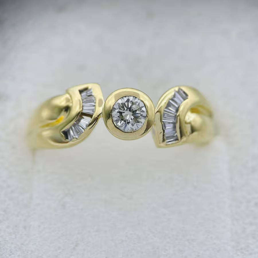 0.40CT Diamond Channel Solitaire Ring 18K Yellow Gold!!!