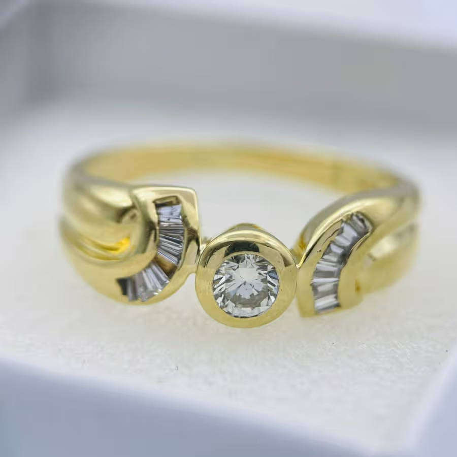 0.40CT Diamond Channel Solitaire Ring 18K Yellow Gold!!!