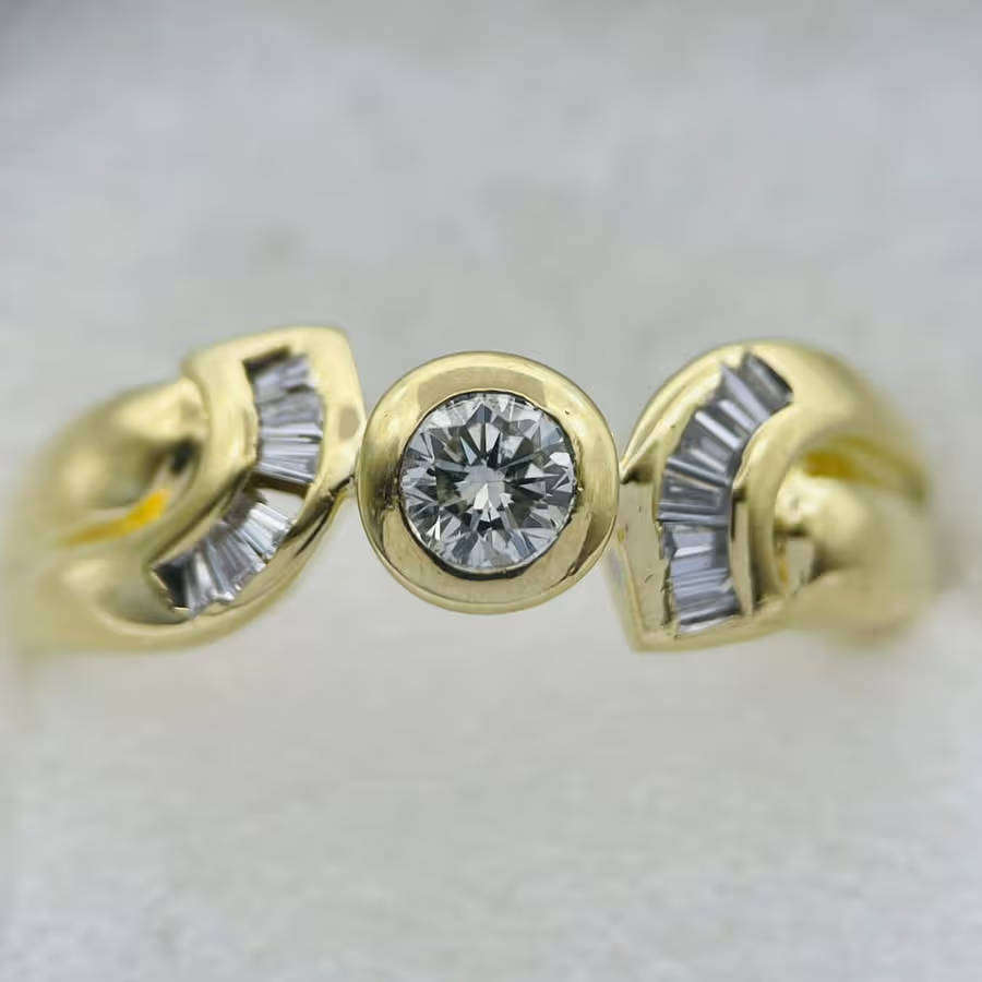 0.40CT Diamond Channel Solitaire Ring 18K Yellow Gold!!!