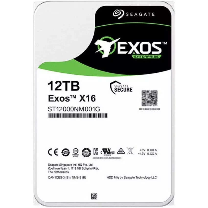 Seagate Exos X16 12TB 7200 RPM 512e/4Kn SATA 6Gb/s 256MB Cache 3.5-Inch Enterprise HDD (ST12000NM001
