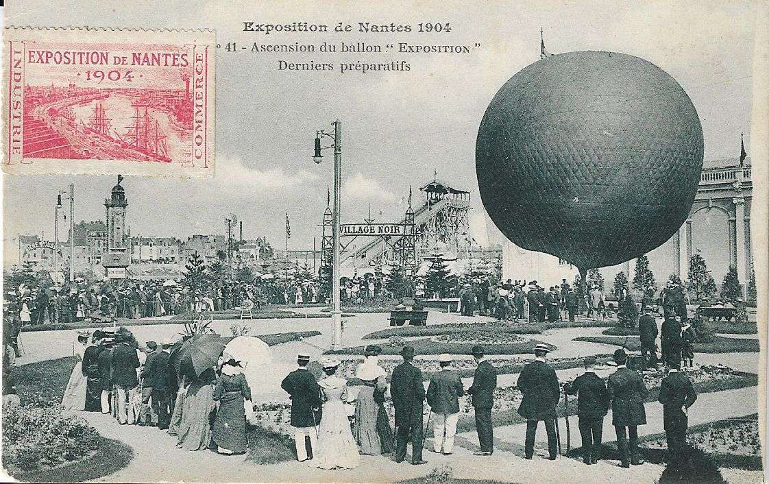 France postcard early flight with 1904 Exhibition label.