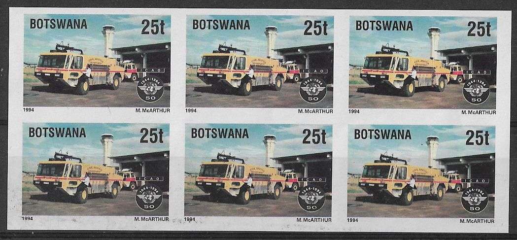 Botswana imperforated 25t block of (x6) 1994 issue.