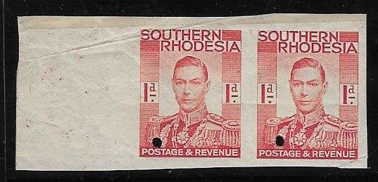 Southern Rhodesia imperforated printers file copies.