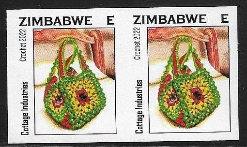 Zimbabwe 2022 Crochet issue E value imperforated pair.