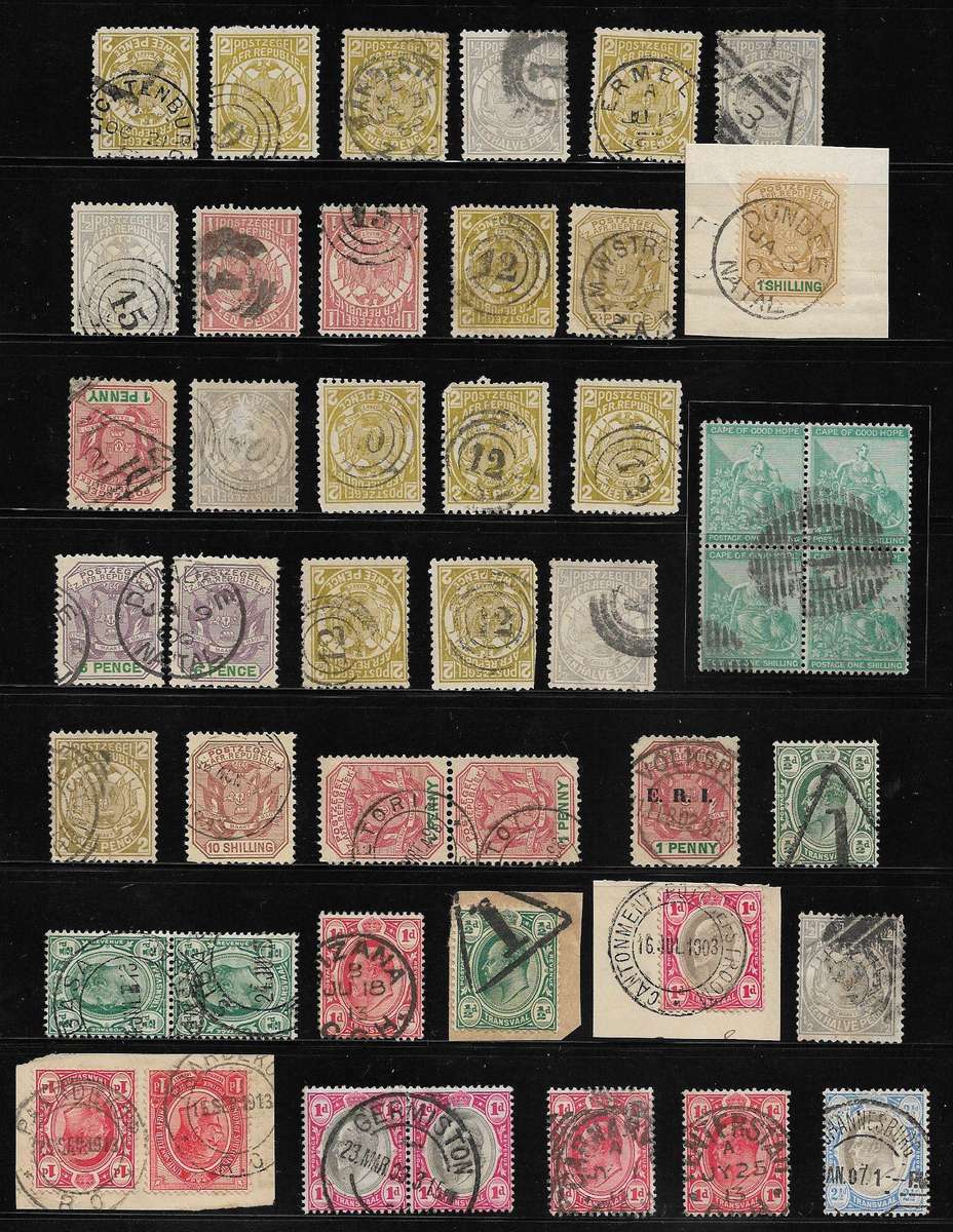 Transvaal and Cape odd postmarks on page useful lot.