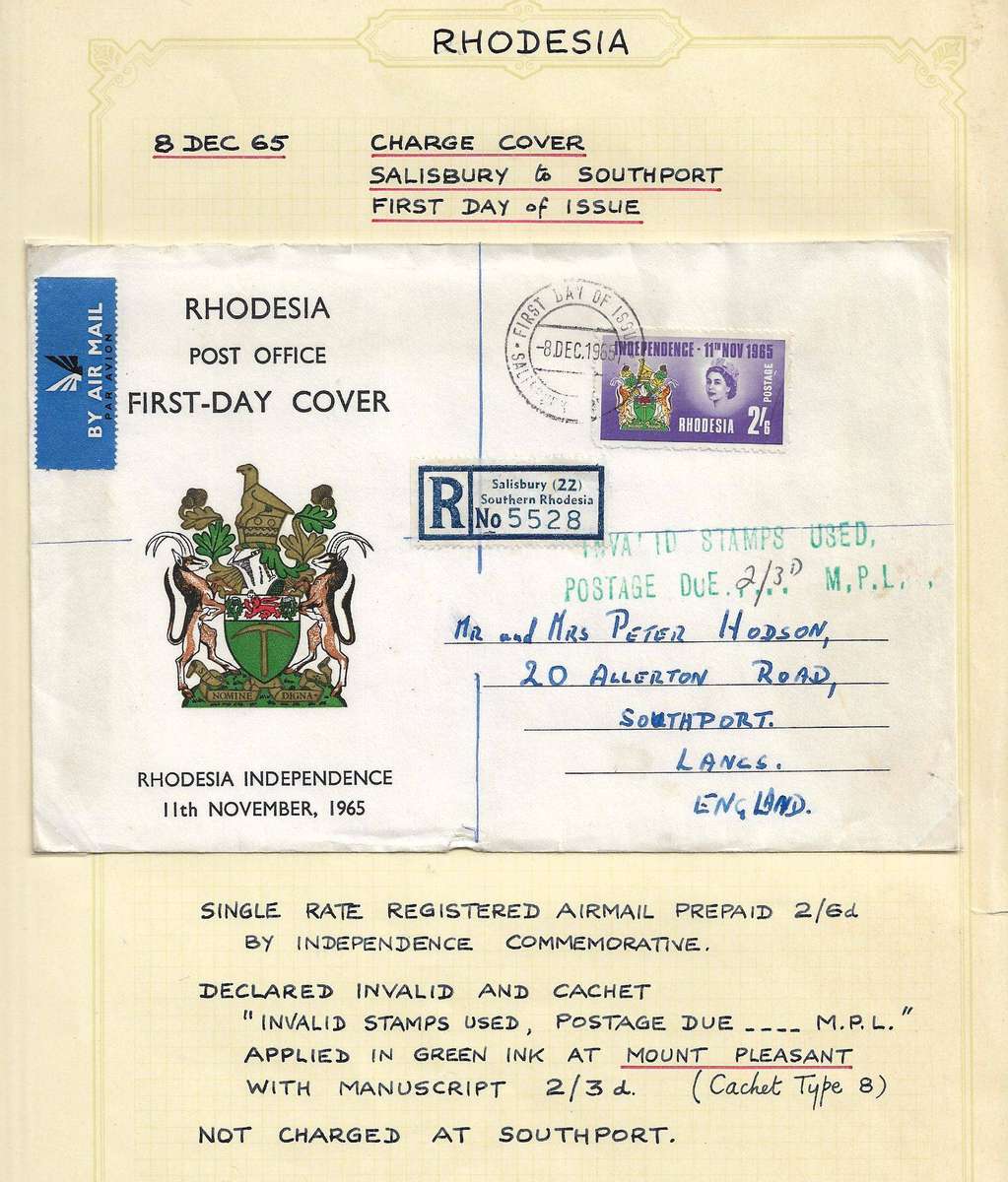 Rhodesia postage due cover.