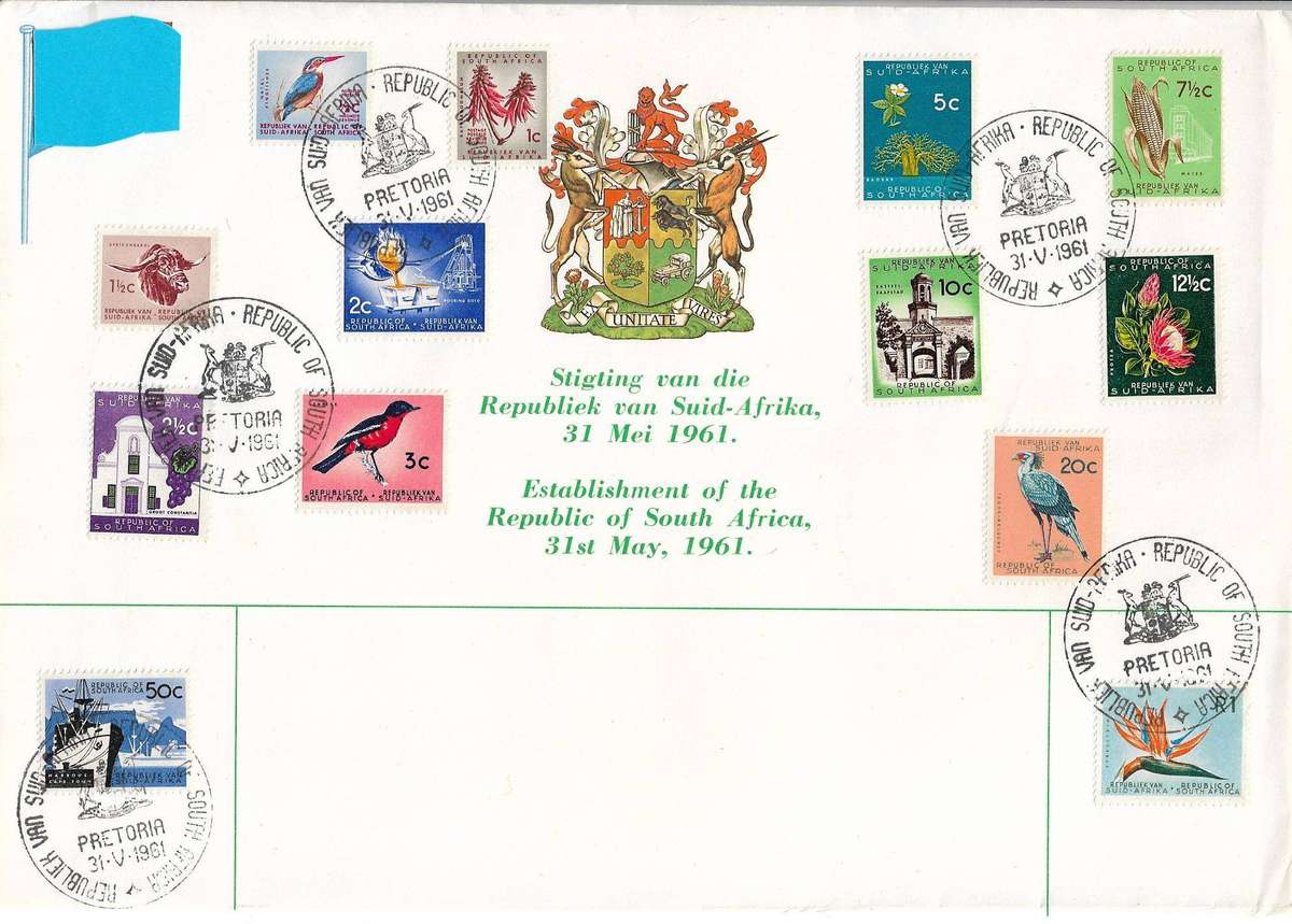 South Africa scarce 1961 illustrated cover. Possibly V.I.P. type. (Flag censored)