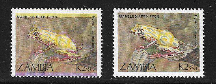 Zambia variety colour shift plus normal stamp.
