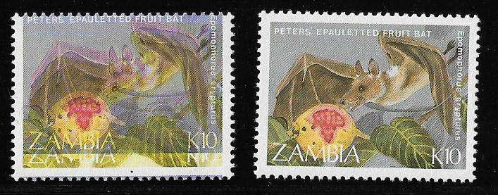 Zambia variety K10 colour shift plus normal stamp.