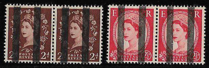 Great Britain Queen Elizabeth Training stamps x2 pairs no gum.
