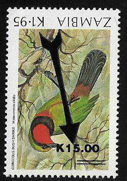 Zambia variety inverted overprint bird issue.