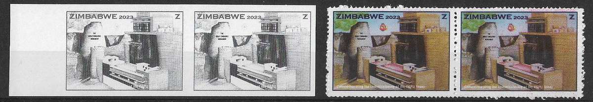 Zimbabwe imperforated proof plus normal.
