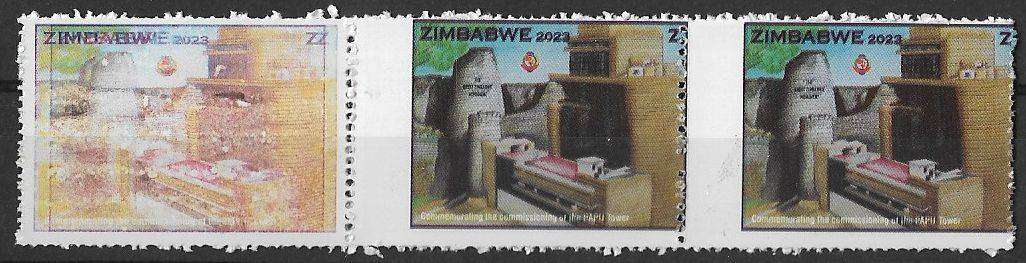 Zimbabwe variety strip of (5) printed both sides.