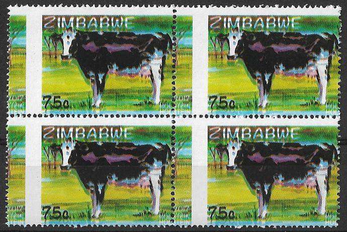 Zimbabwe variety perforation shift block of (x4).