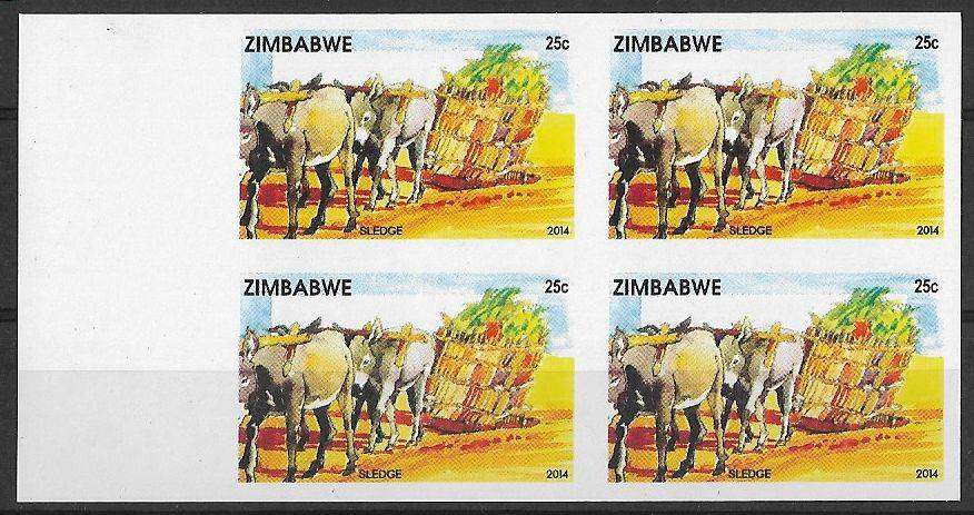 Zimbabwe variety imperforated block of (x4).