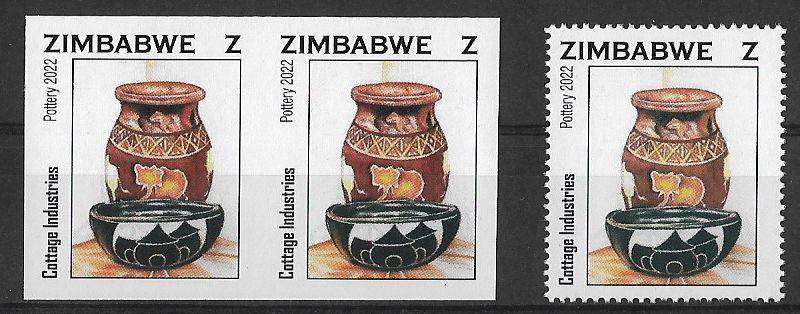 Zimbabwe variety imperforated pair plus normal.