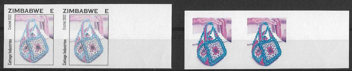 Zimbabwe variety imperforated pairs (x2) from proof sheets.