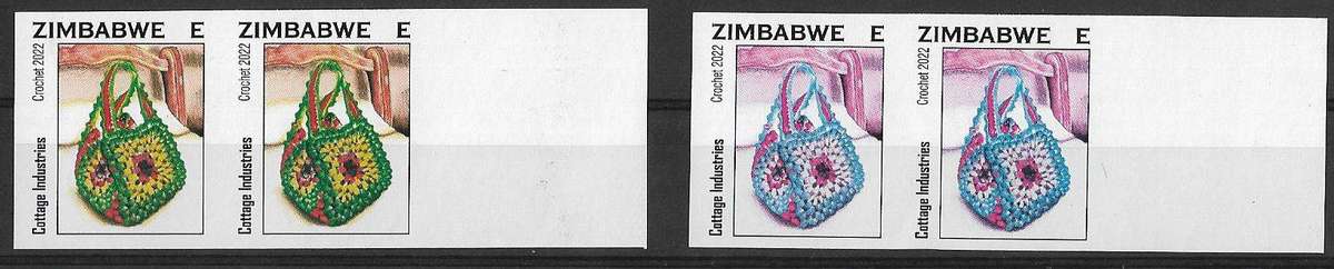 Zimbabwe variety imperforated pairs (x2) from proof sheets.